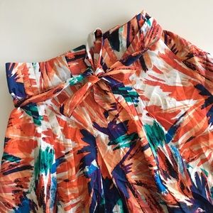 Ann Taylor Abstract Floral Skirt - with bow